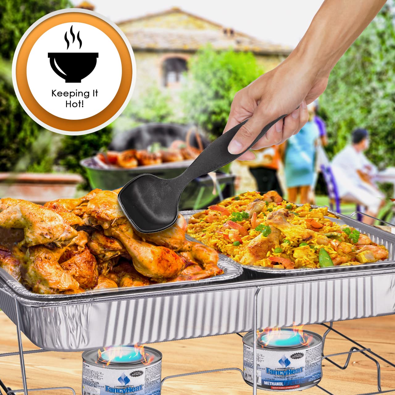 Disposable Chafing Dish Buffet Set, Food Warmers For Parties, Complete 39 Pcs Of Chafing Servers With Covers, Catering Supplies